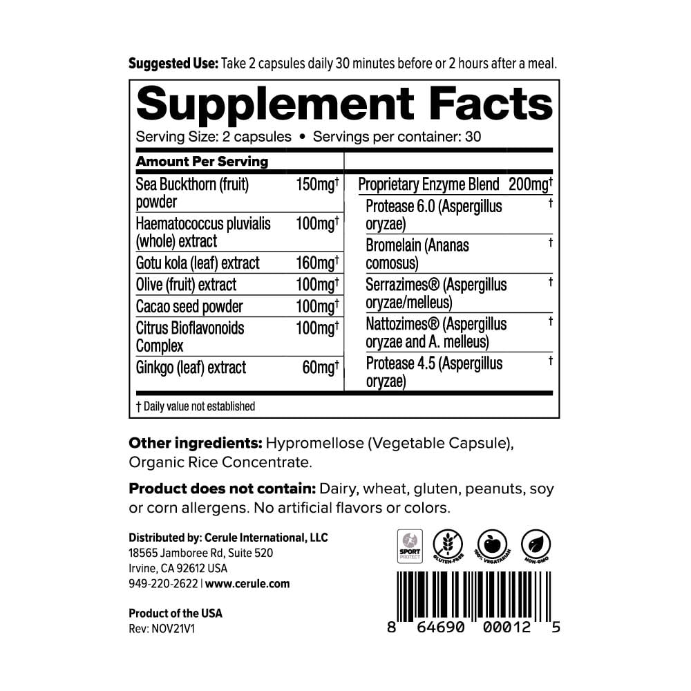 PlasmaFlo® Supplement facts and ingredient list.