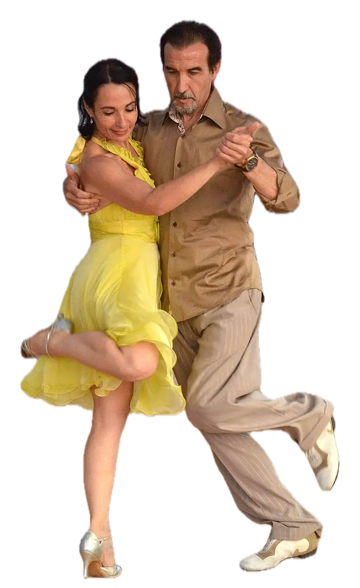 two mature dancers enjoying life