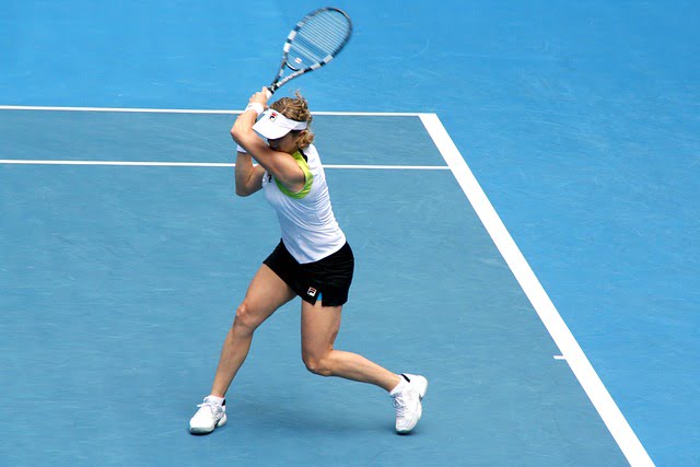 Kim Clijsters playing Tennis.