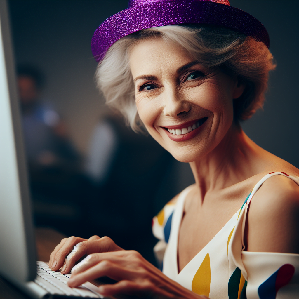 a mature woman on a computer placing an order for her wellness pack