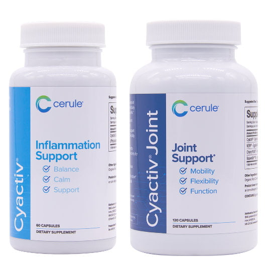 Calm inflammation and improve mobility, flexibility and function of joints. with CyActiv® and Cyactiv® Joint bottles